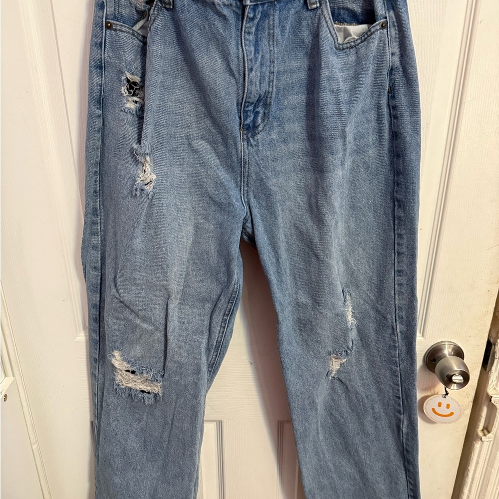 Distressed Blue Jeans